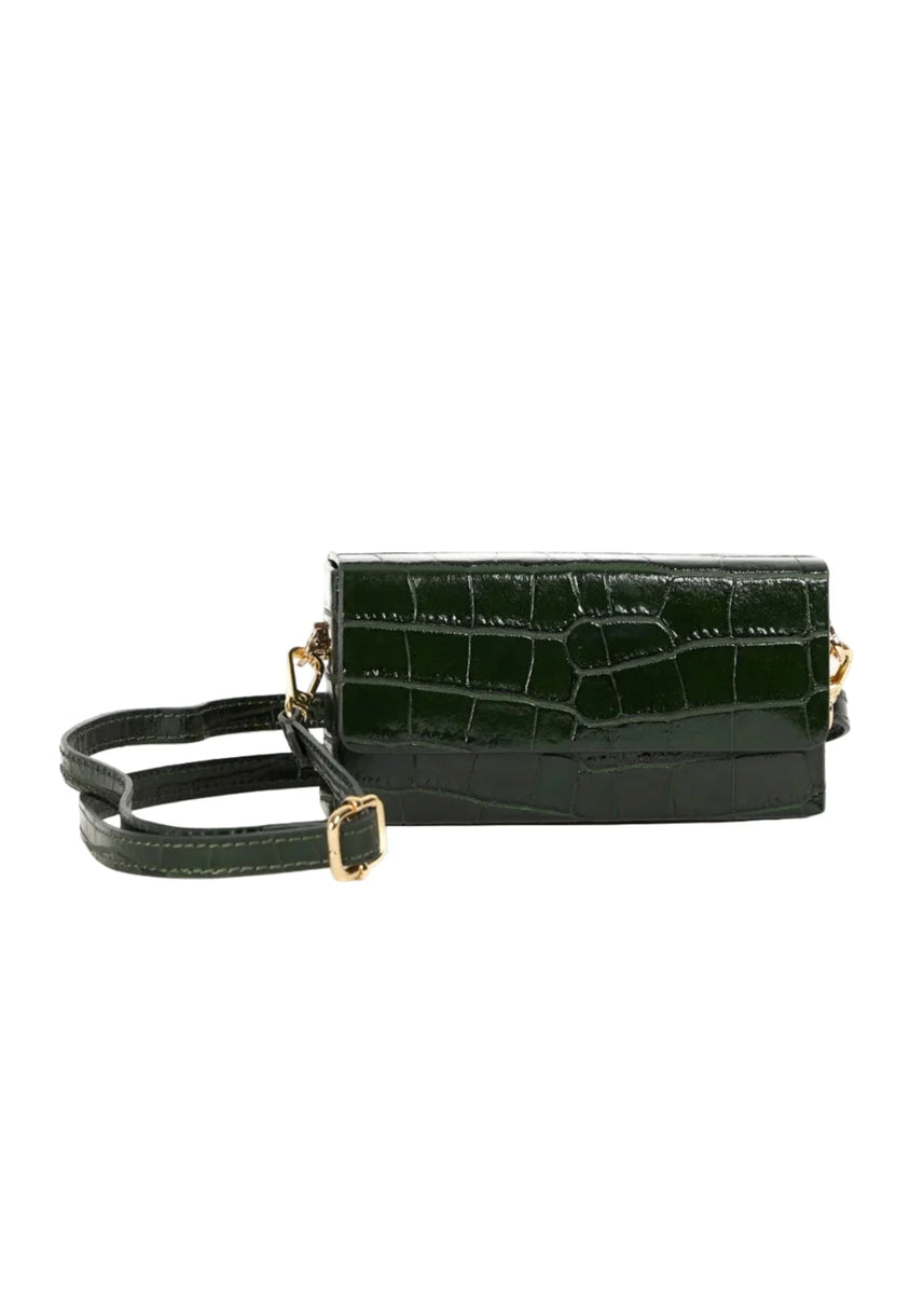 MARGOT CLUTCH - CROC EMBOSSED LEATHER - KHAKI