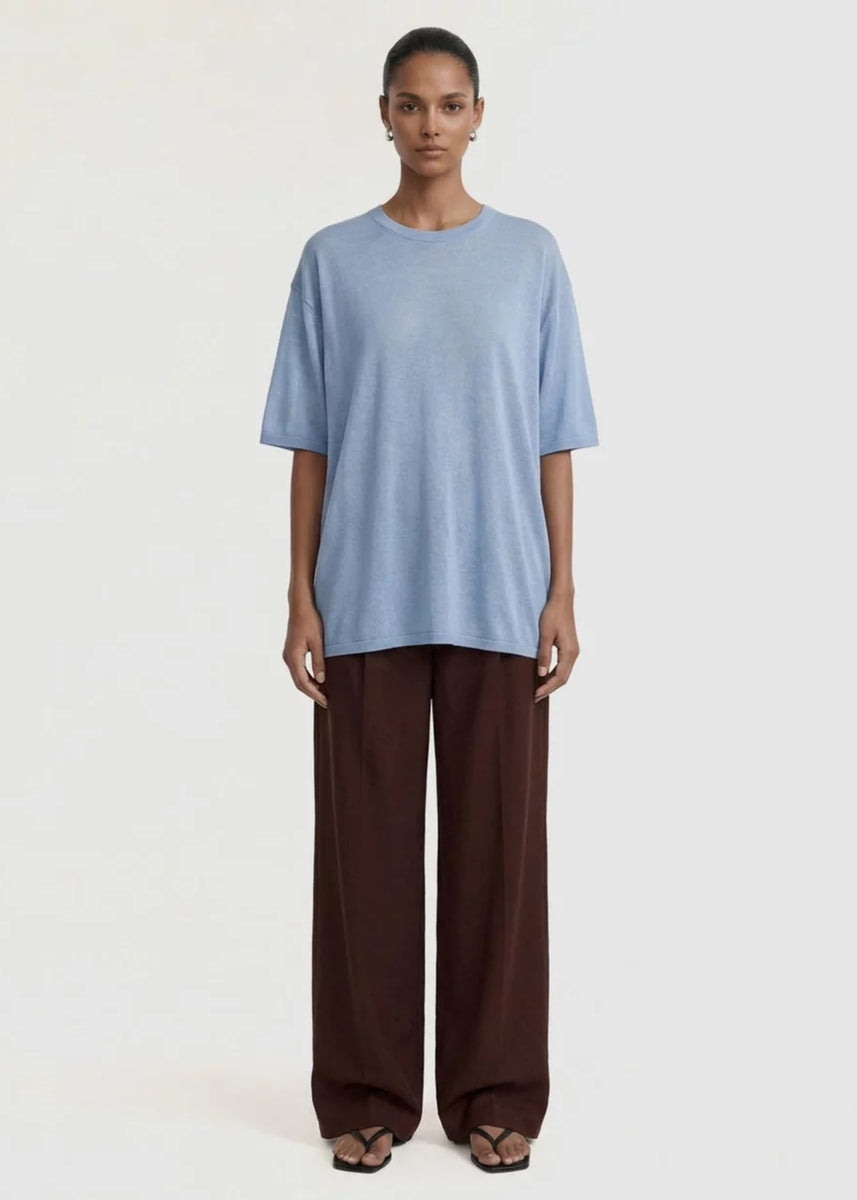 ORLA OVERSIZED KNIT TEE - DUSTY BLUE