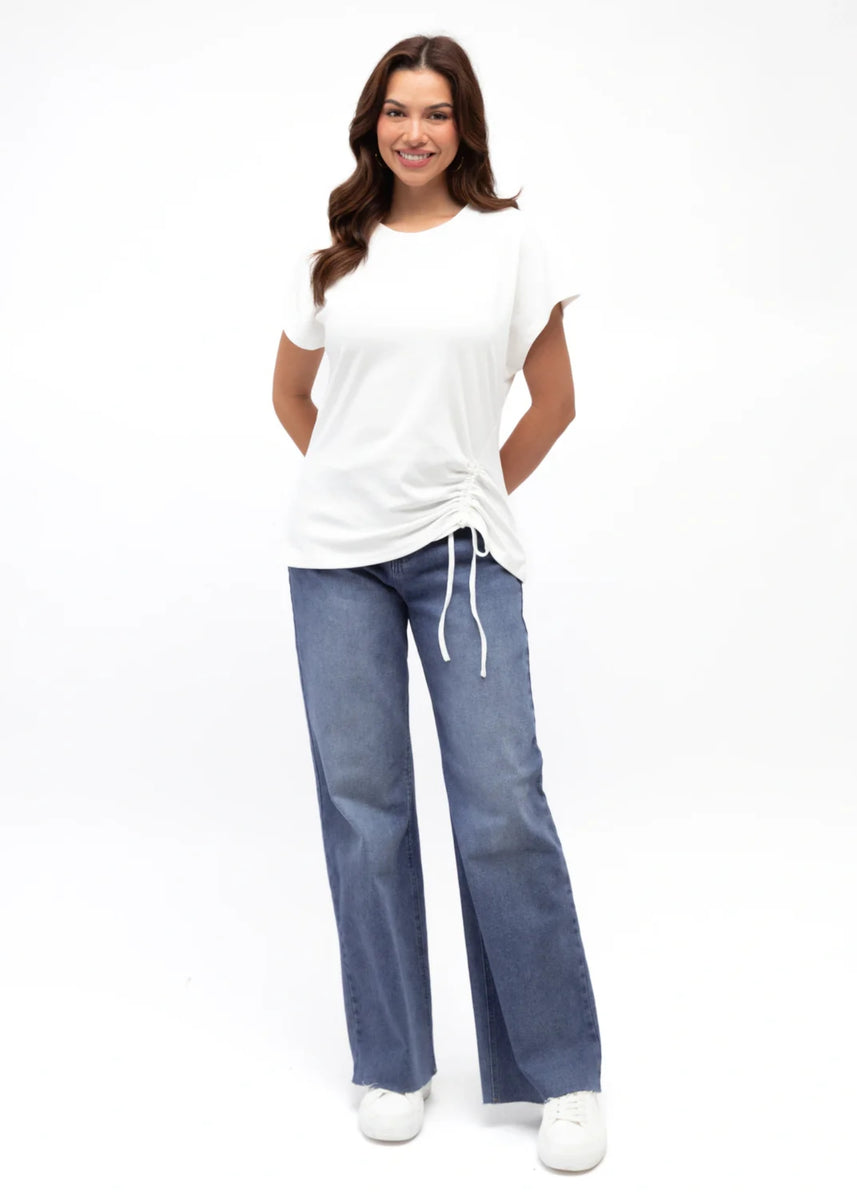 NAT DRAWSTRING TEE - WHITE