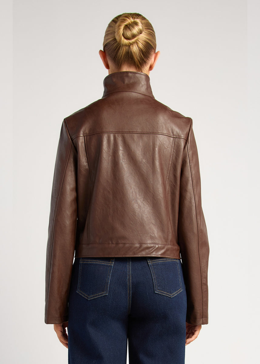 CARRI FAUX LEATHER JACKET - ESPRESSO