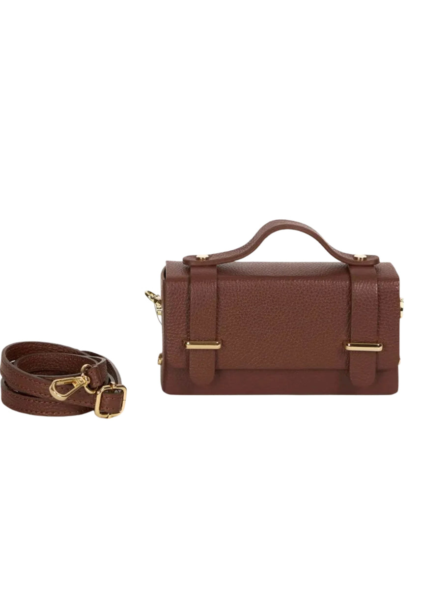 MARGOT CLUTCH - BROWN LEATHER