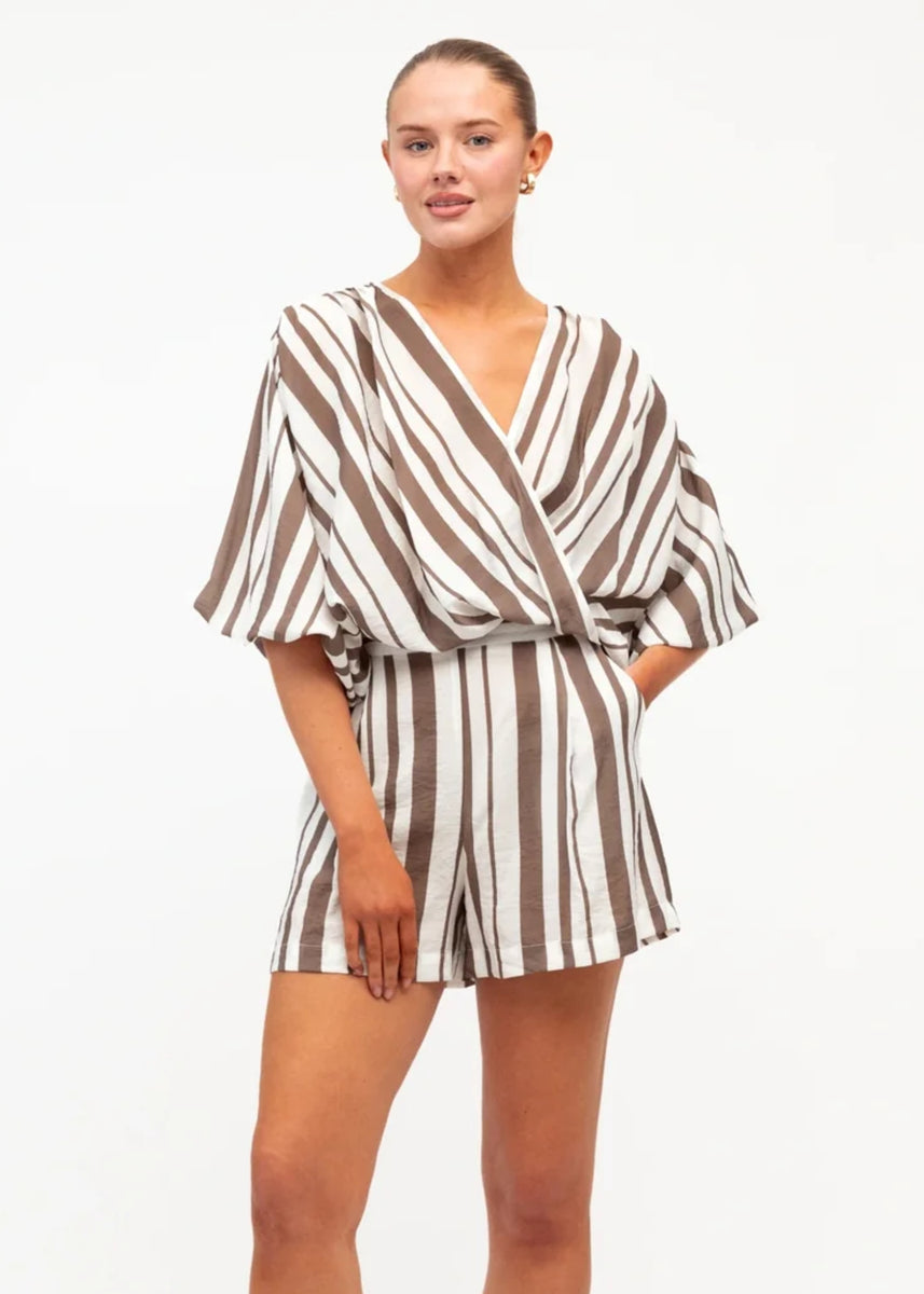 SABLE SHORTS - GREY & WHITE STRIPE