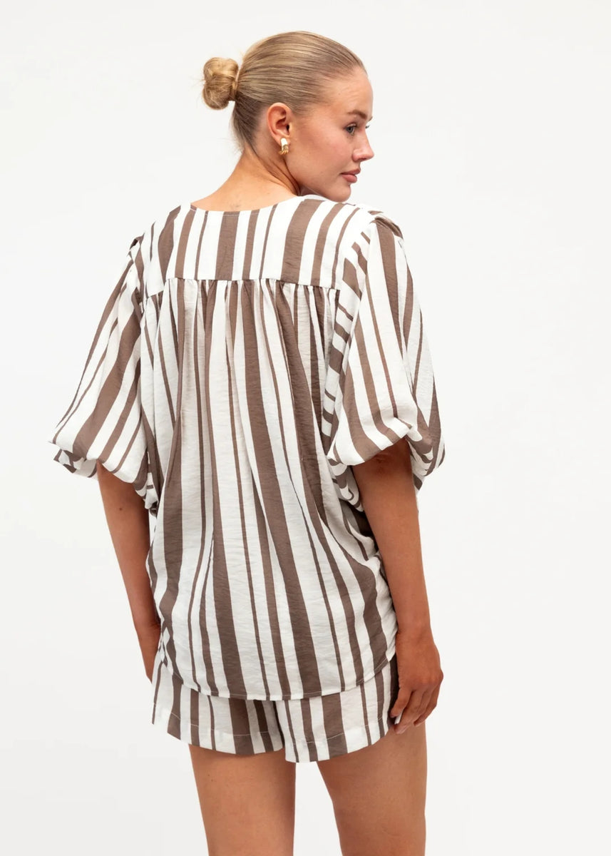 SABLE SHORTS - GREY & WHITE STRIPE
