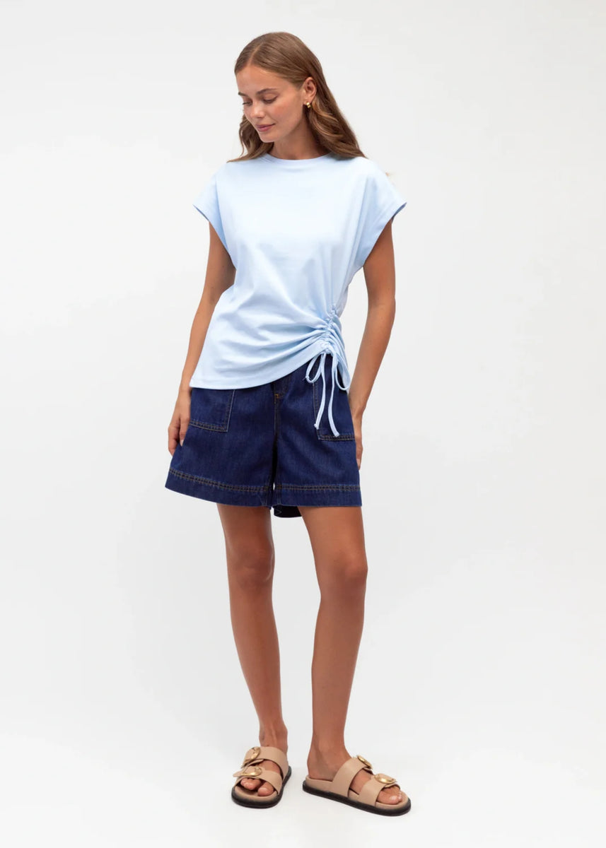 NAT DRAWSTRING TEE - BLUE