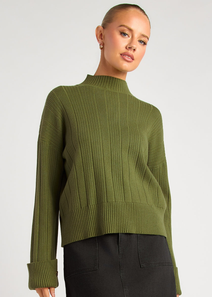 ADDY KNIT TOP - OLIVE