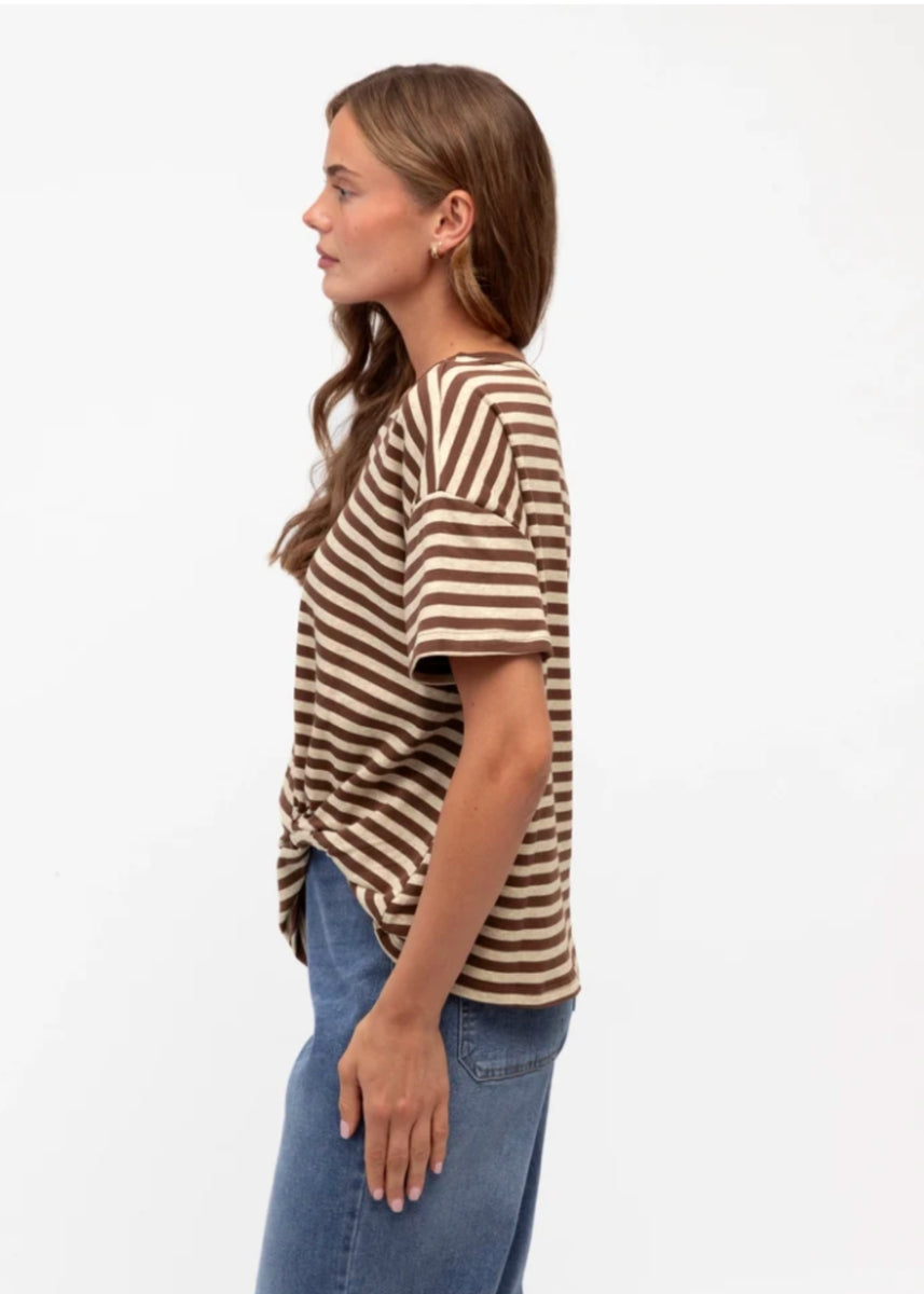 TERESA EASY TUCK TEE - NEUTRAL STRIPE