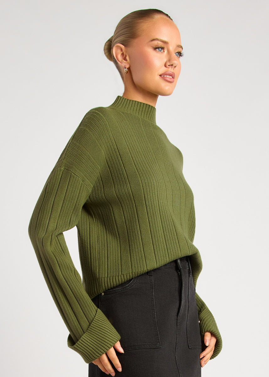 ADDY KNIT TOP - OLIVE