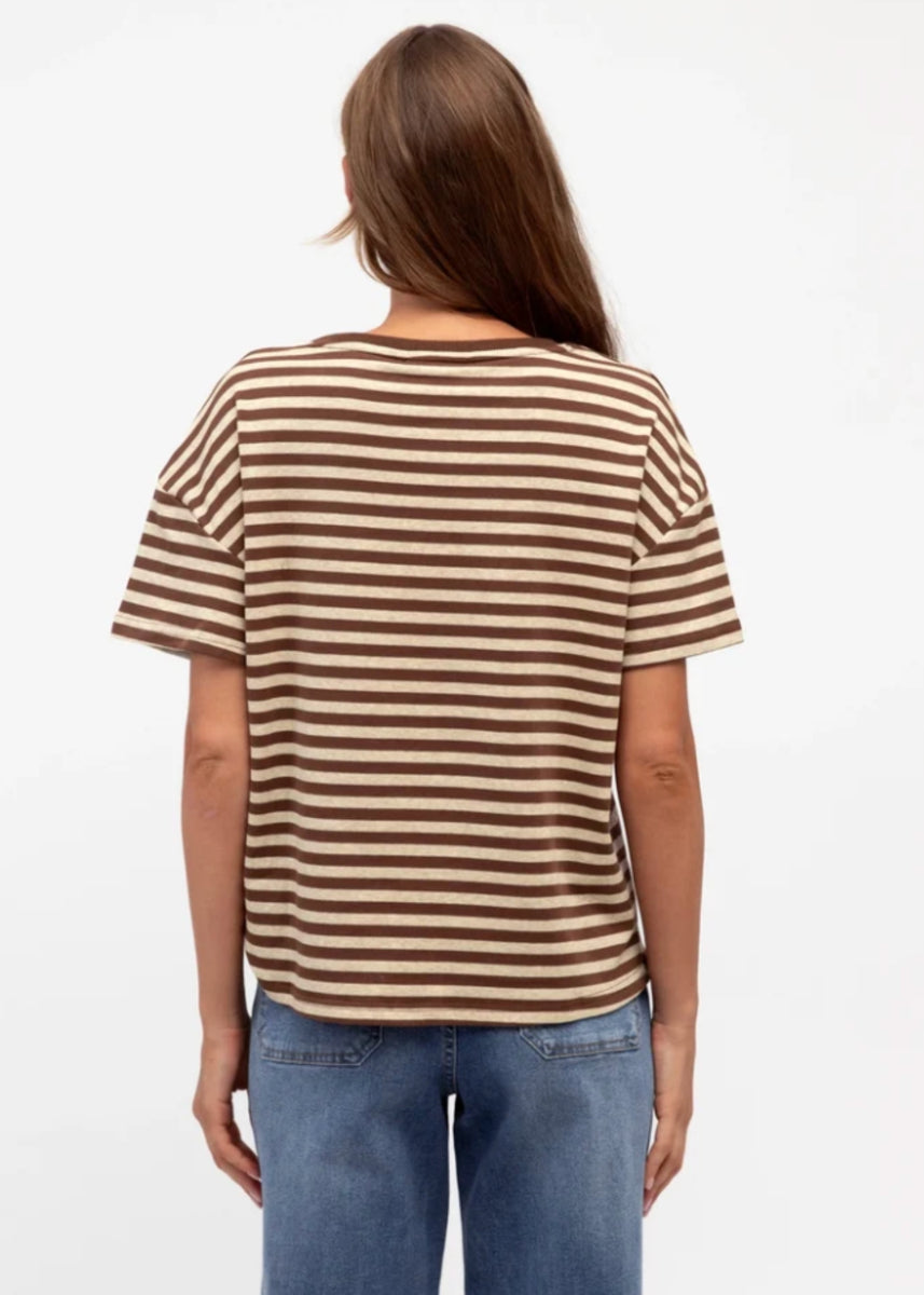TERESA EASY TUCK TEE - NEUTRAL STRIPE