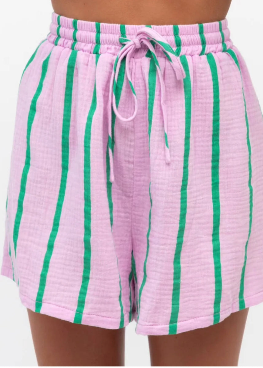AXEL PIN STRIPE SHORTS - PINK EMERALD