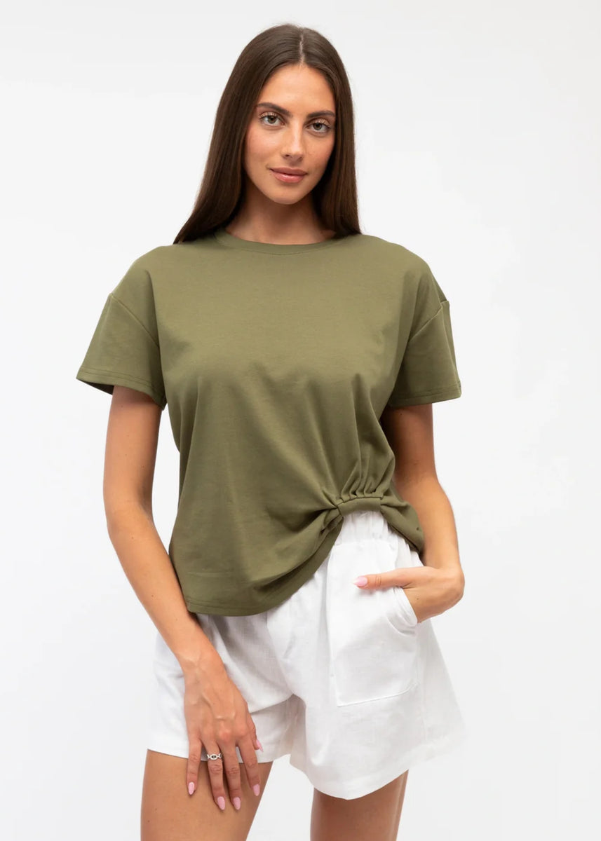 ELAINE EASY TUCK TEE - OLIVE