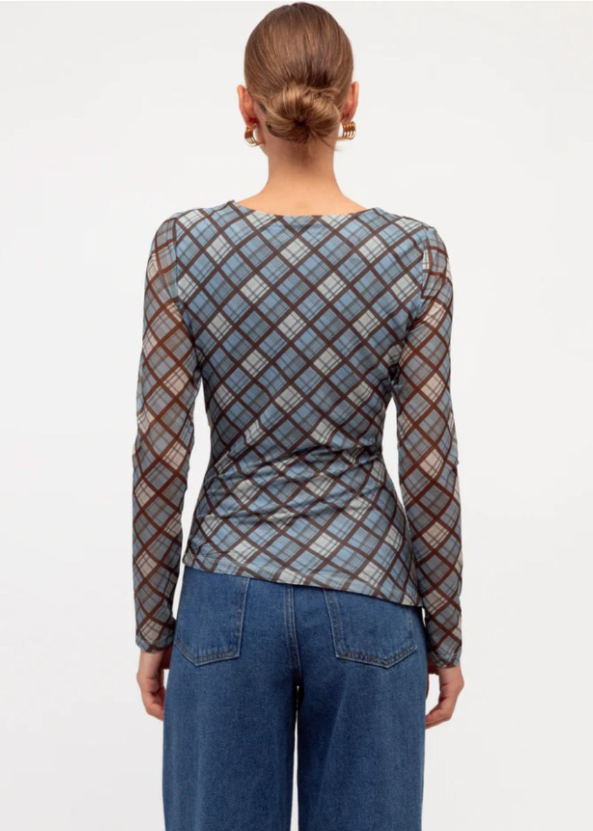 SAMANTHA PLAID MESH TEE