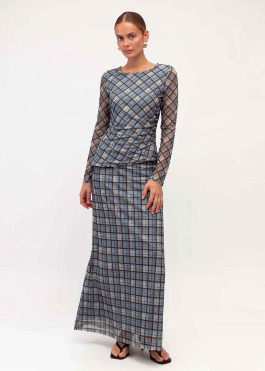 SAMANTHA PLAID MESH TEE