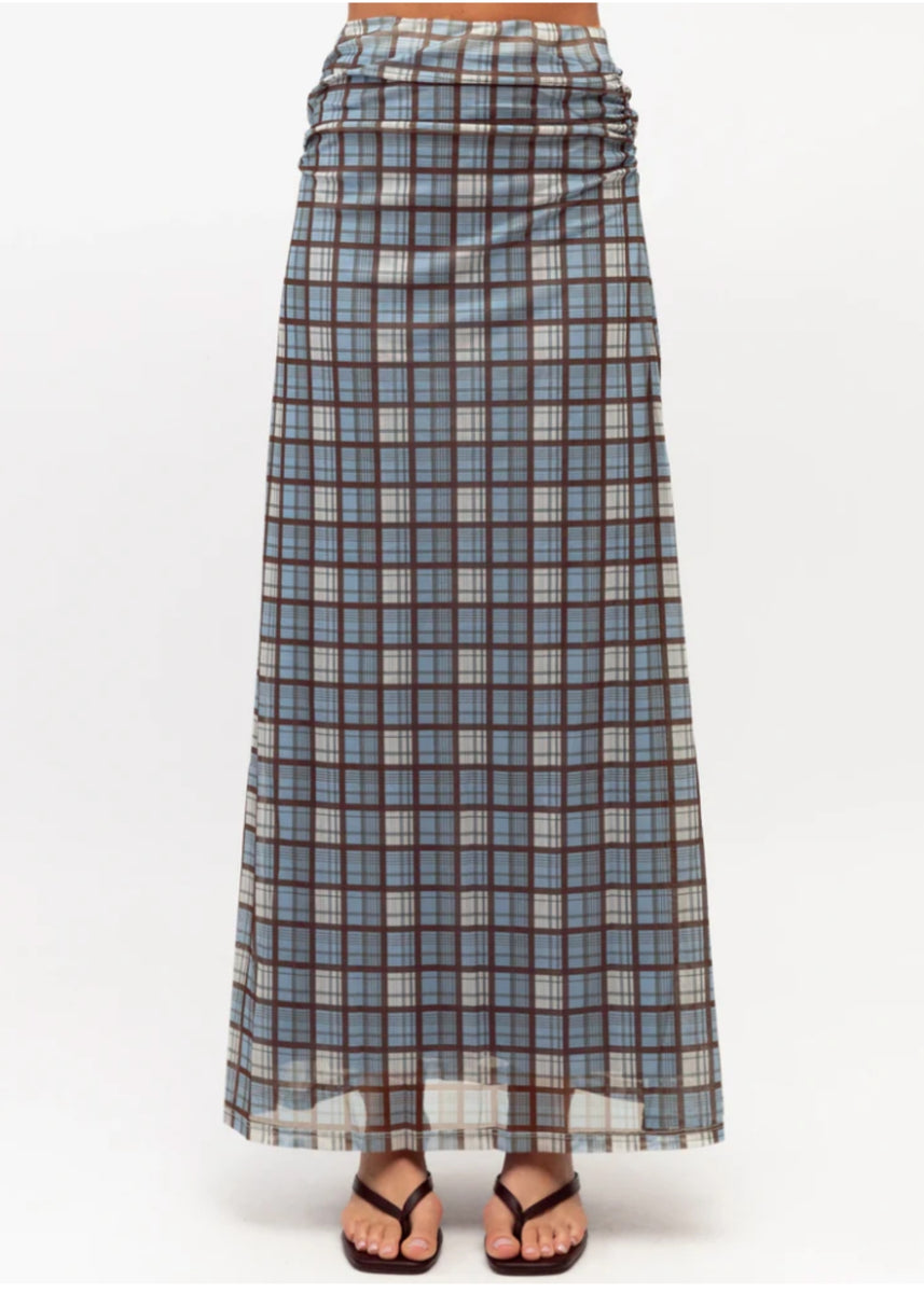 SAMANTHA PLAID MIDI SKIRT