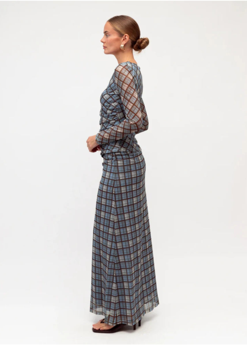 SAMANTHA PLAID MIDI SKIRT
