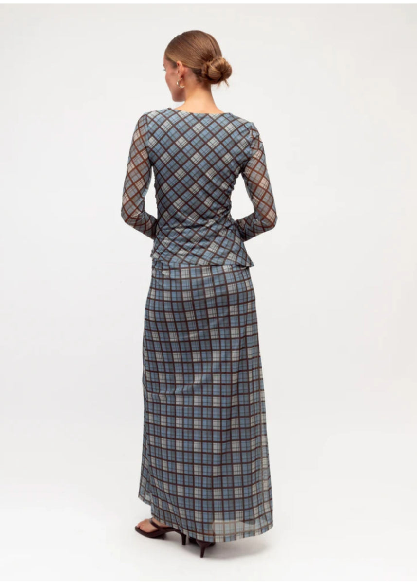 SAMANTHA PLAID MIDI SKIRT