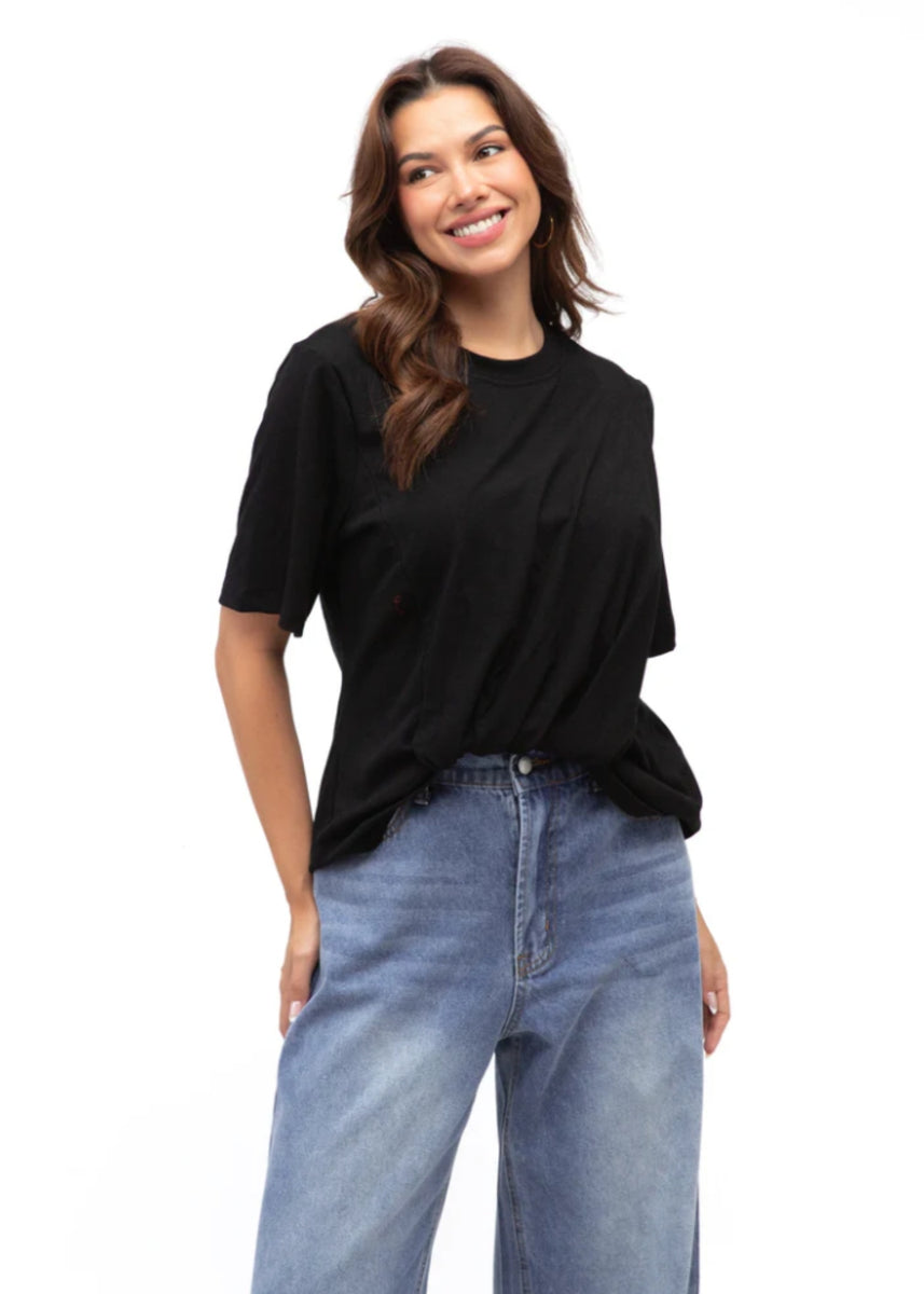 ELAINE EASY TUCK TEE - BLACK