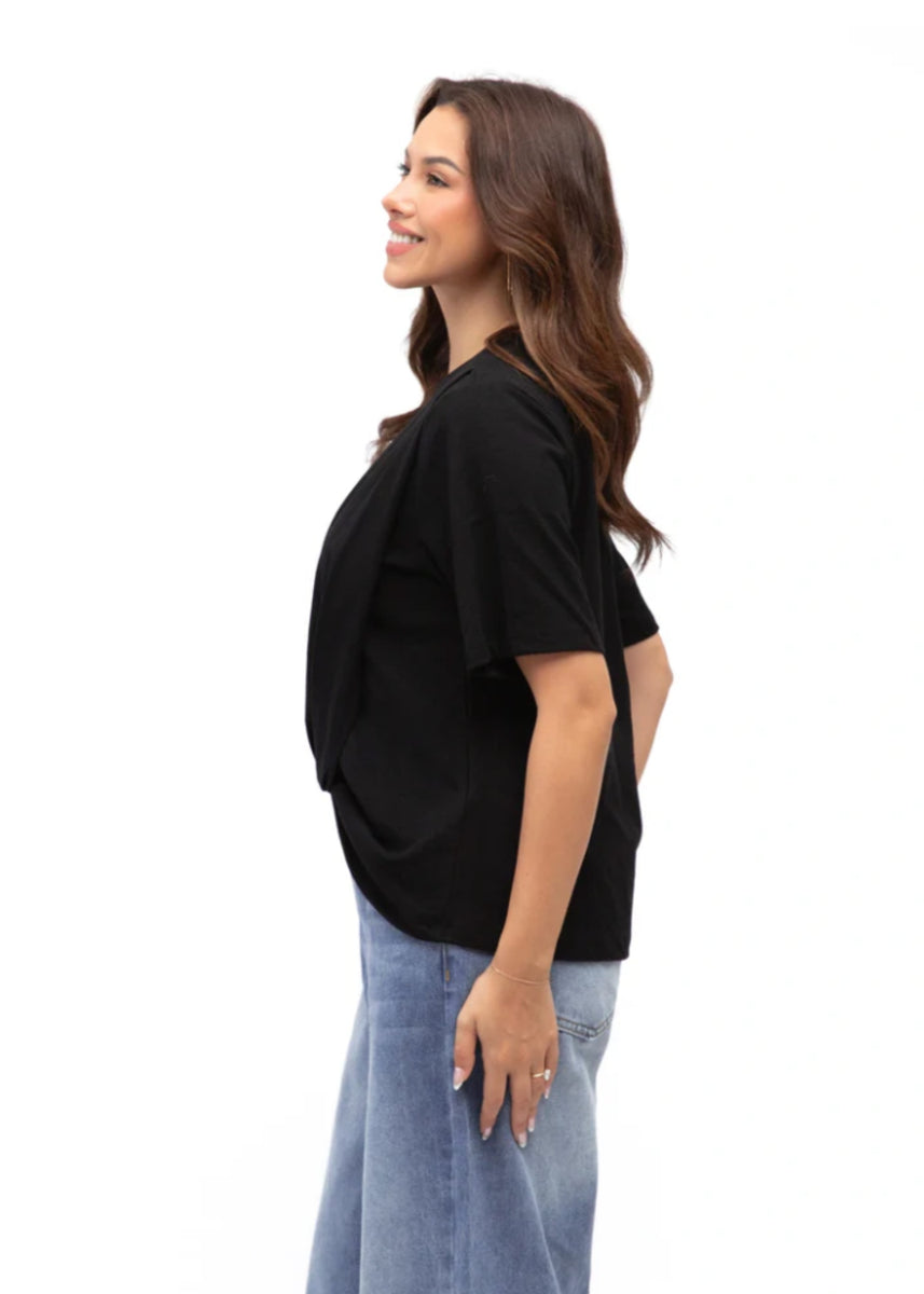 ELAINE EASY TUCK TEE - BLACK