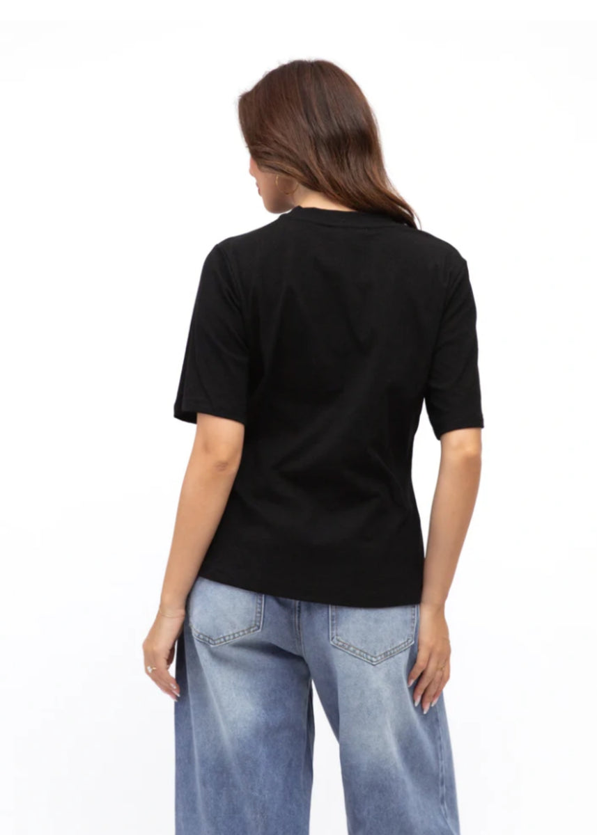 ELAINE EASY TUCK TEE - BLACK