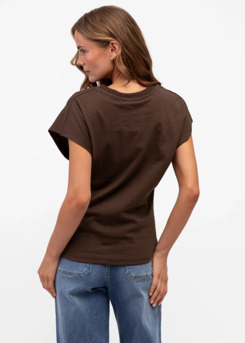 NAT DRAWSTRING TEE - CHOCOLATE