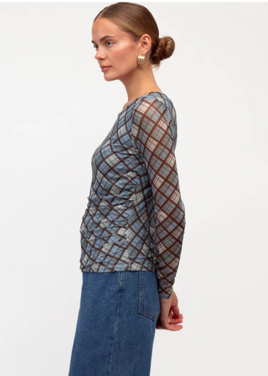 SAMANTHA PLAID MESH TEE