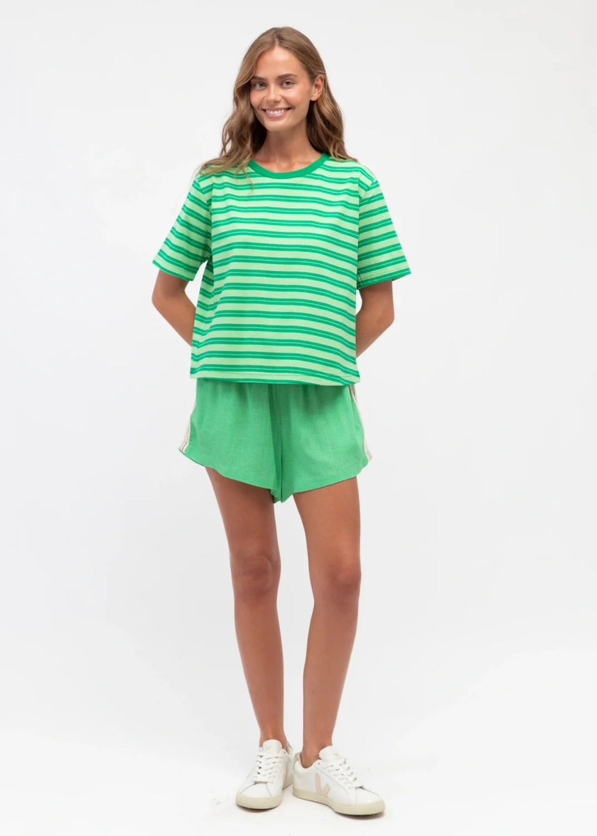 DORA SIDE STRIPE SHORTS - GREEN