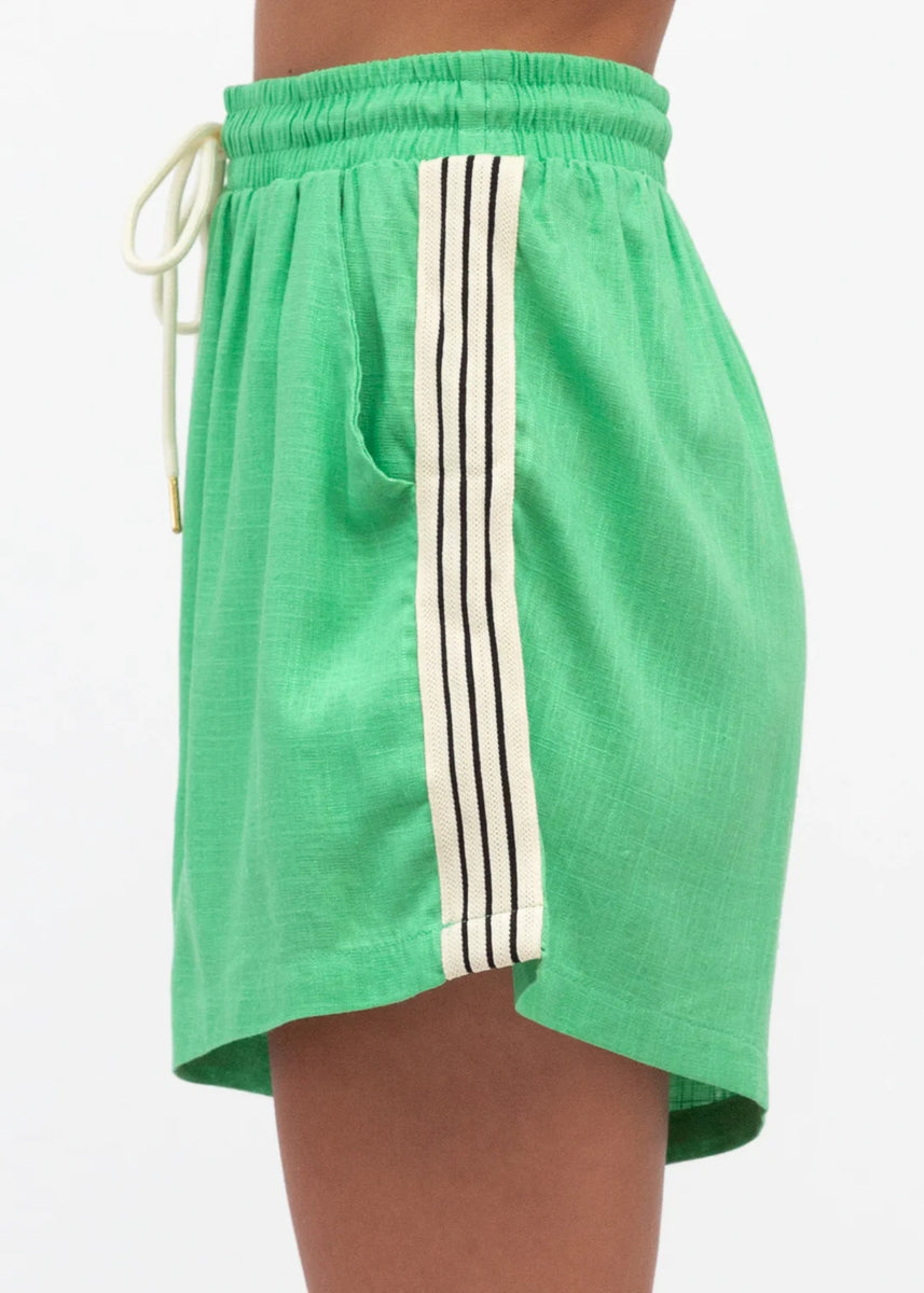 DORA SIDE STRIPE SHORTS - GREEN