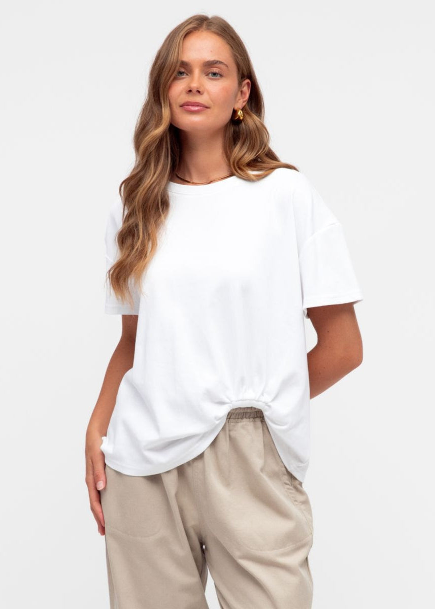 ELAINE EASY TUCK TEE - WHITE