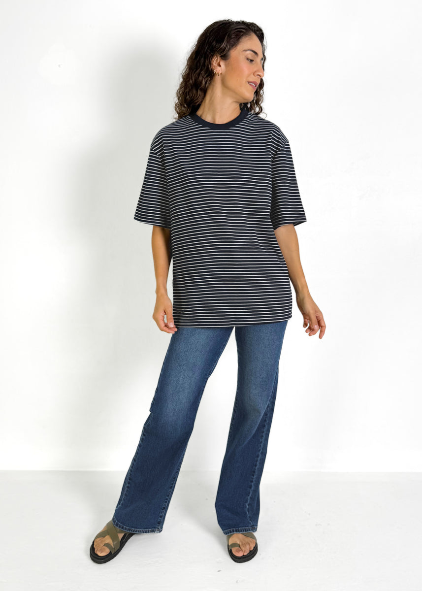ALEX STRIPE TEE - NAVY