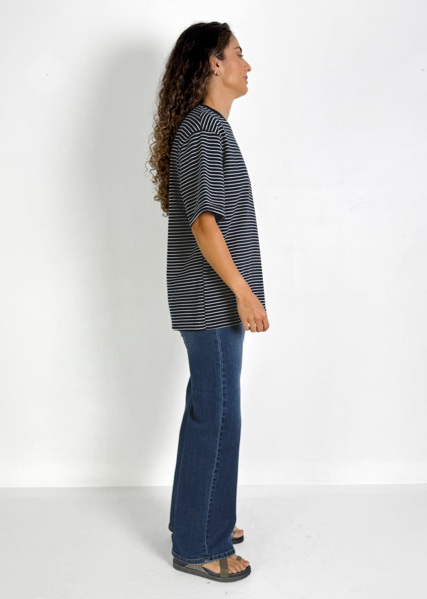 ALEX STRIPE TEE - NAVY