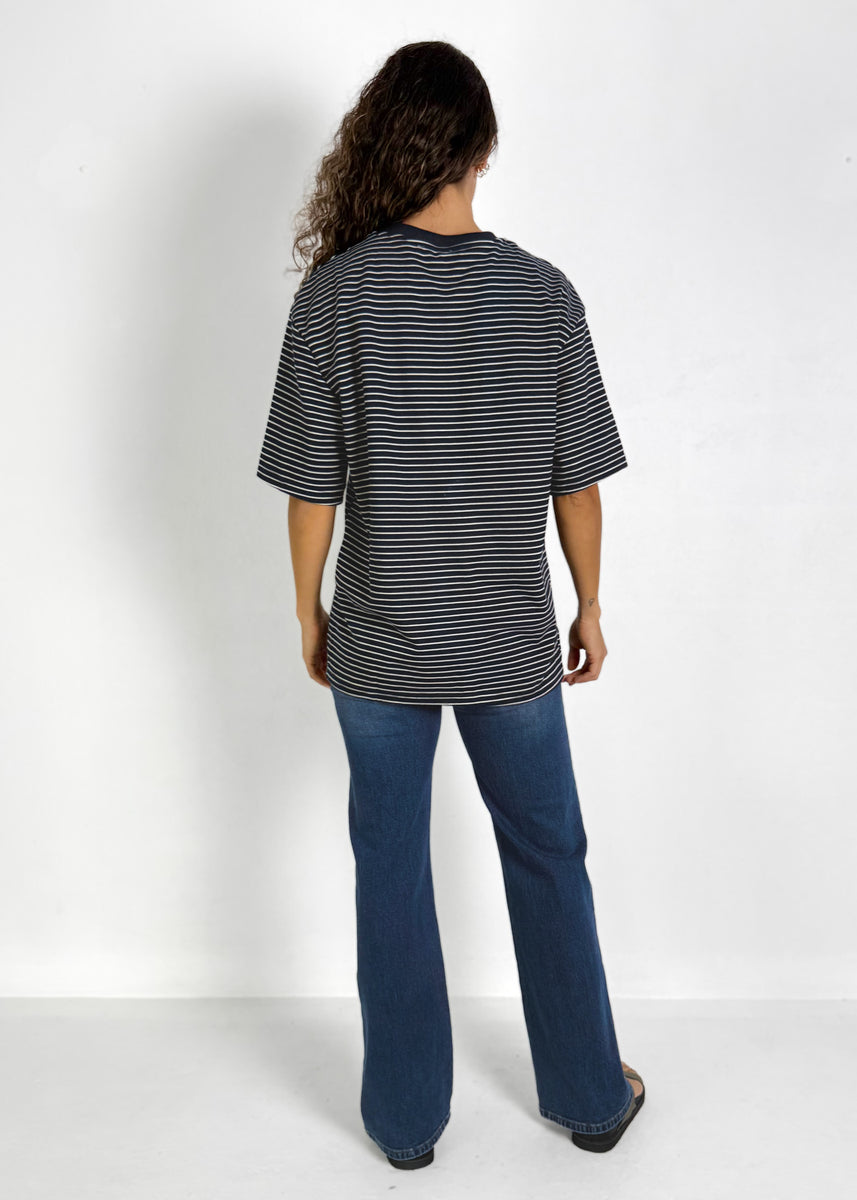 ALEX STRIPE TEE - NAVY