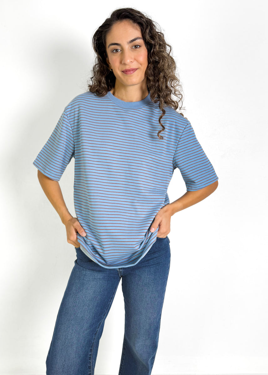 ALEX STRIPE TEE - BABY BLUE