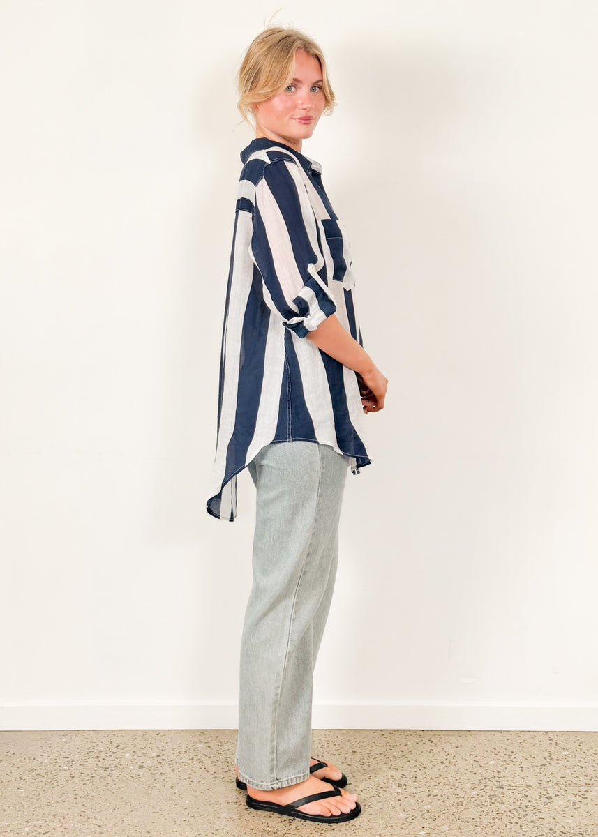 RAIN SHIRT - NAVY STRIPE