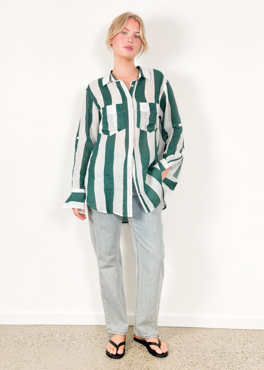 RAIN SHIRT - EMERALD STRIPE