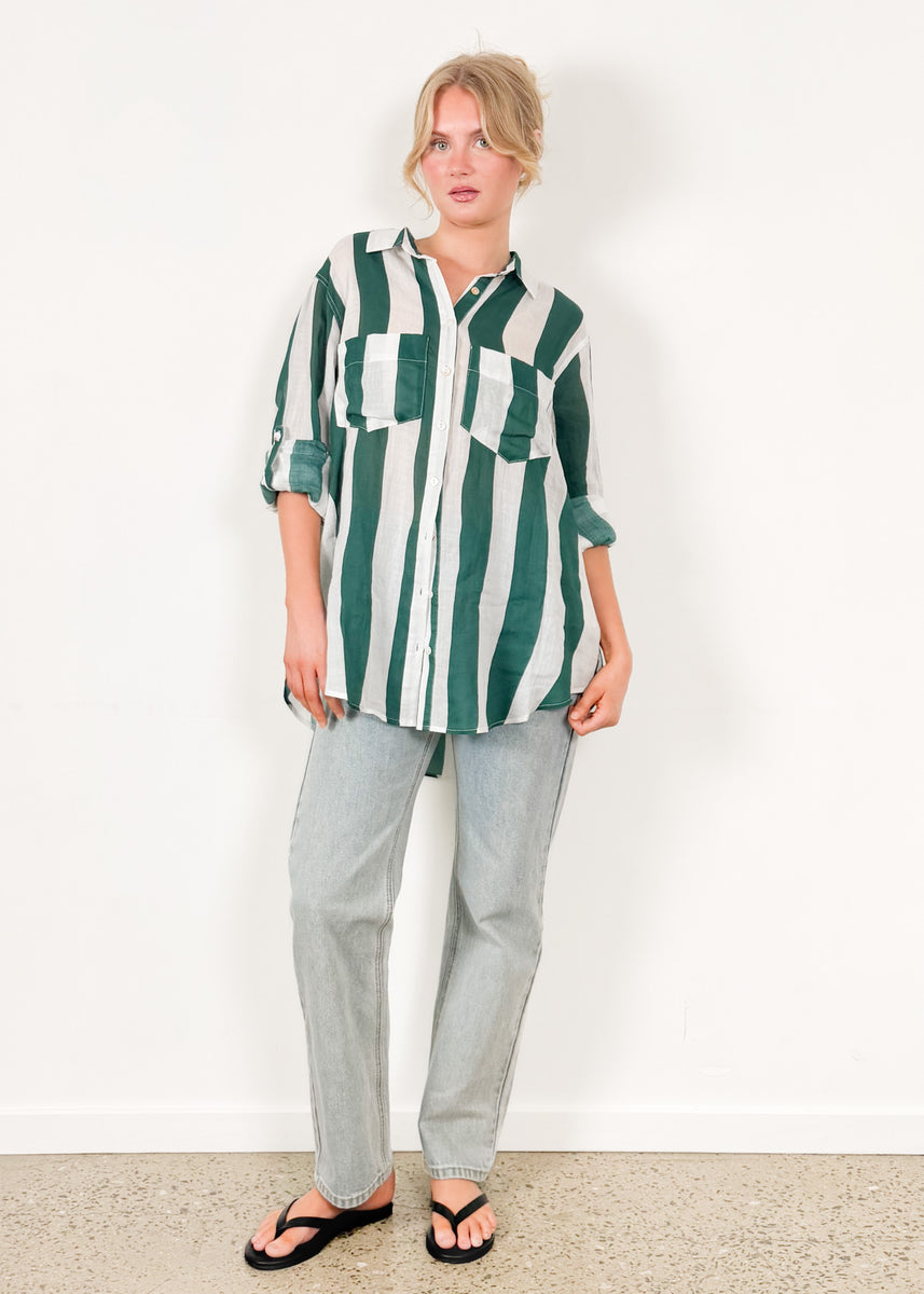 RAIN SHIRT - EMERALD STRIPE