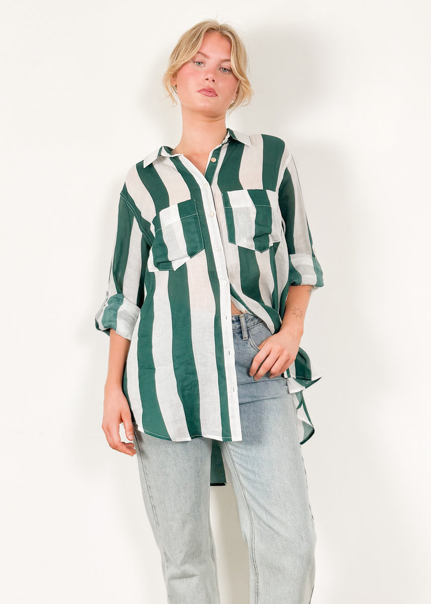 RAIN SHIRT - EMERALD STRIPE