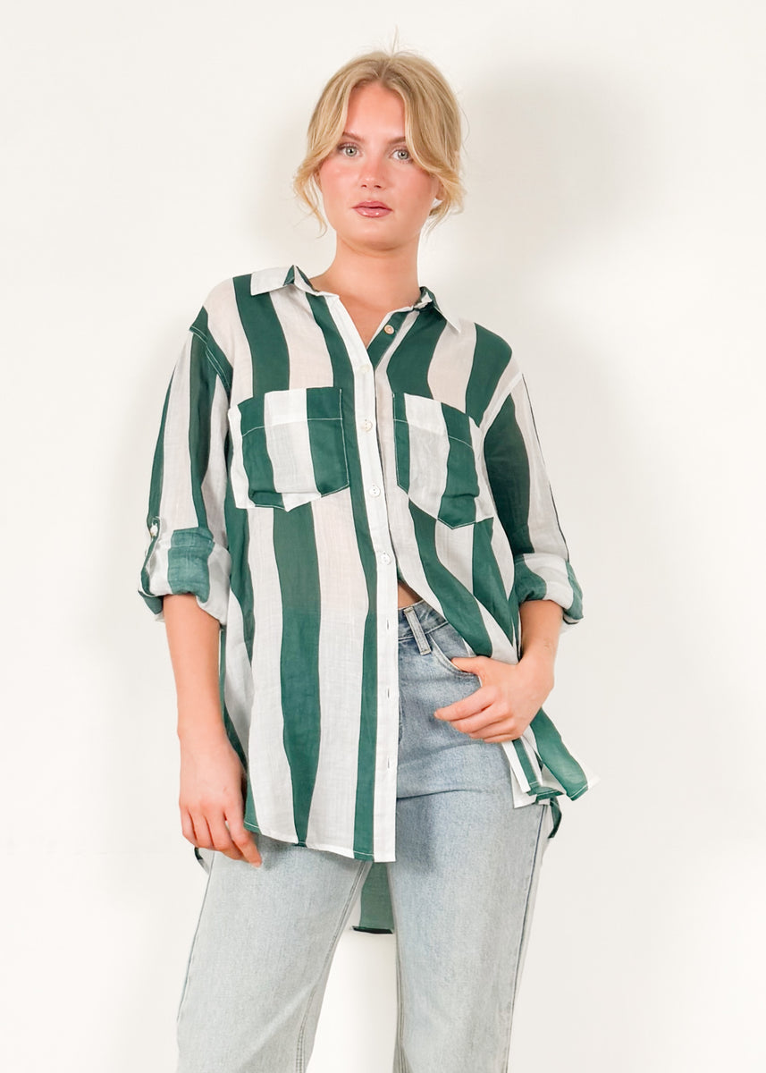 RAIN SHIRT - EMERALD STRIPE