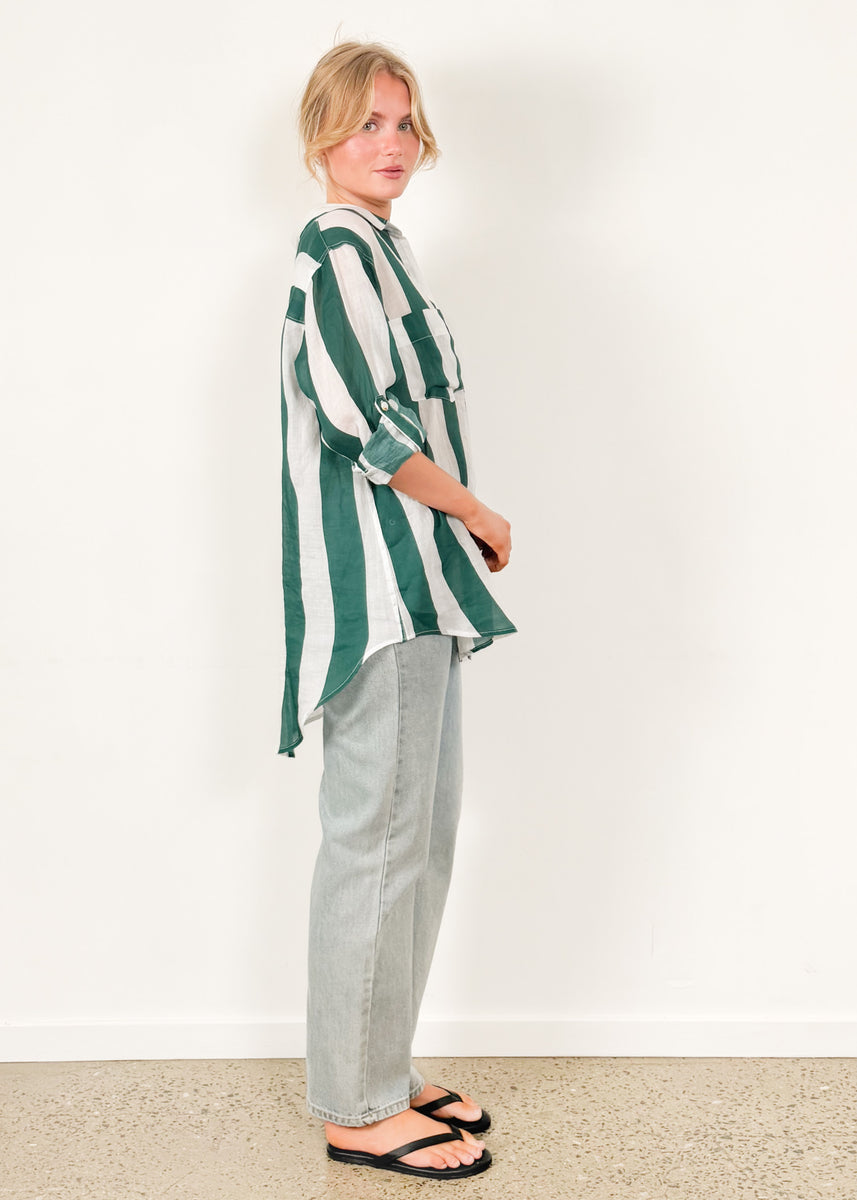 RAIN SHIRT - EMERALD STRIPE