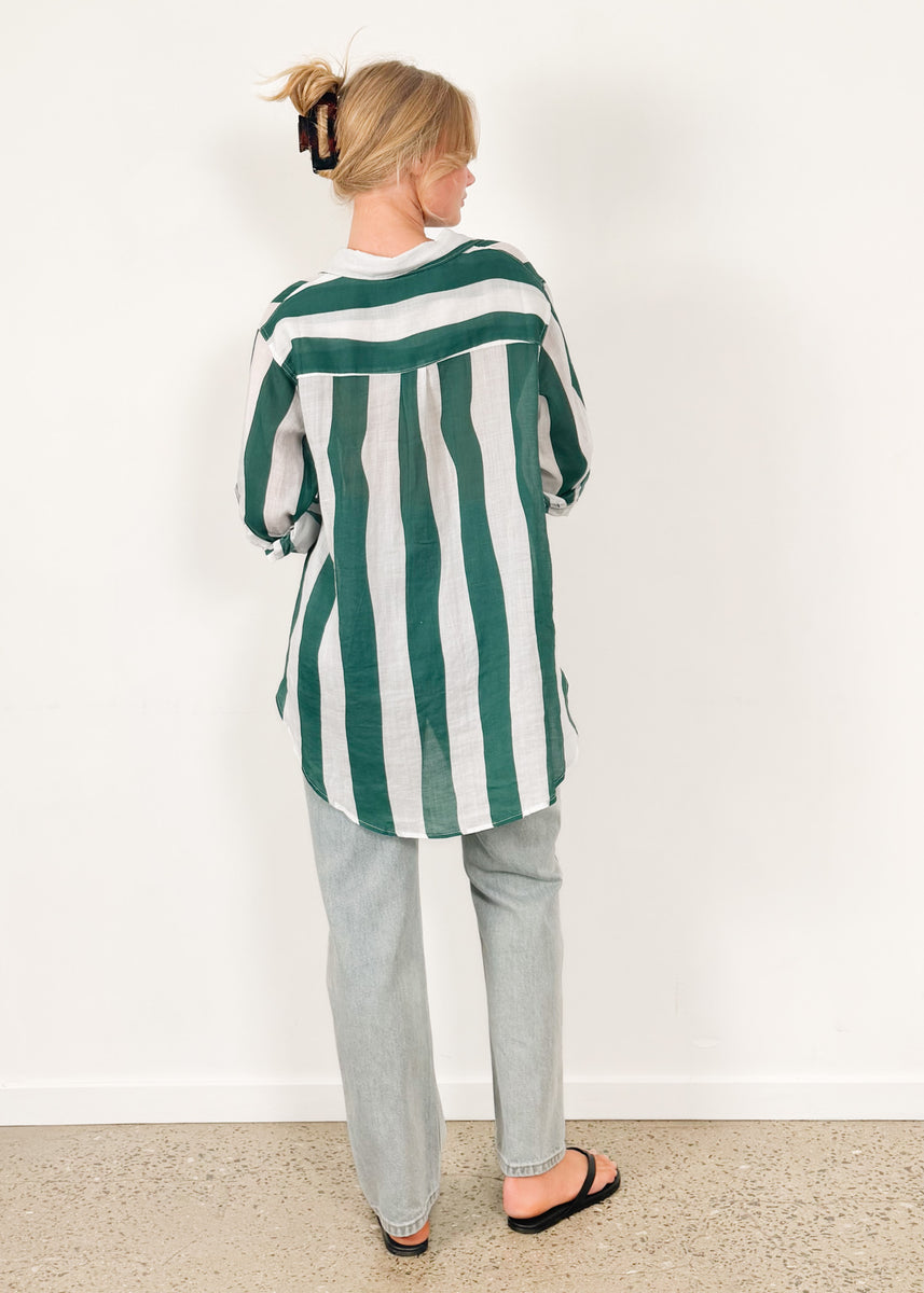 RAIN SHIRT - EMERALD STRIPE