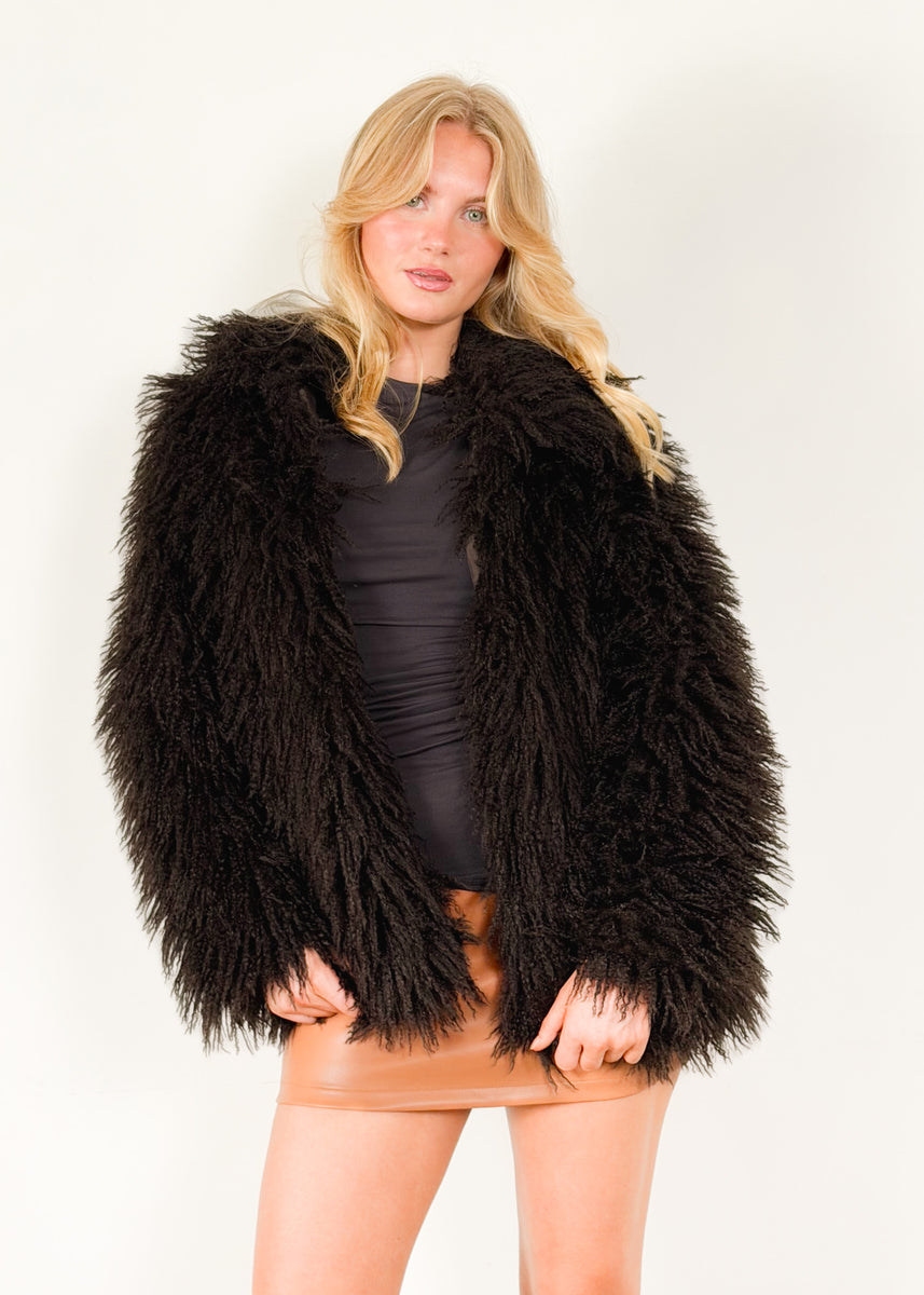 VALENTINA FAUX FUR COAT - DARK CHOCOLATE