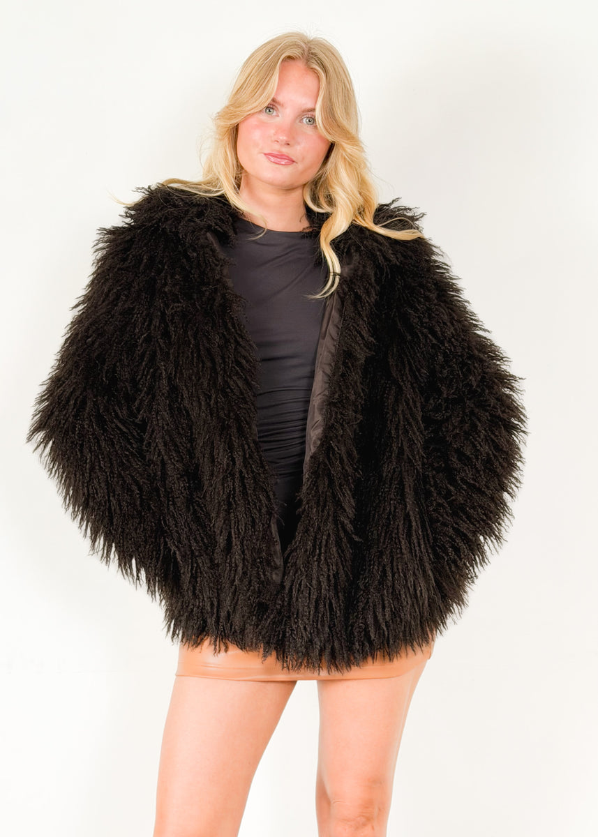 VALENTINA FAUX FUR COAT - DARK CHOCOLATE