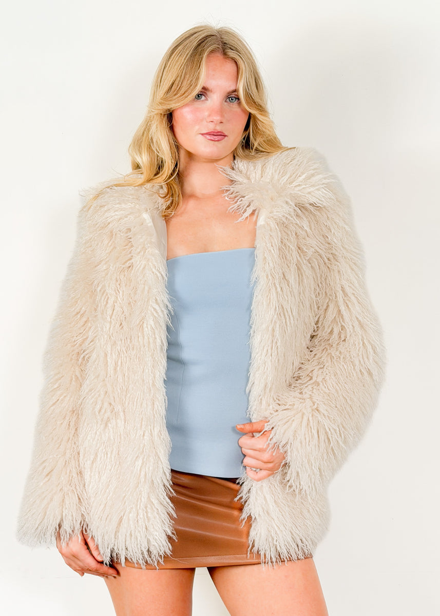 VALENTINA FAUX FUR COAT - IVORY