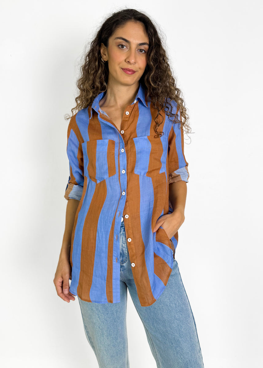 VANN SHIRT - BLUE & CHOCOLATE
