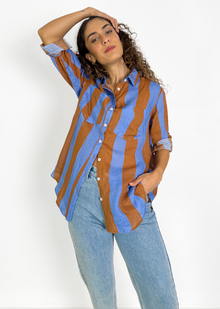 VANN SHIRT - BLUE & CHOCOLATE