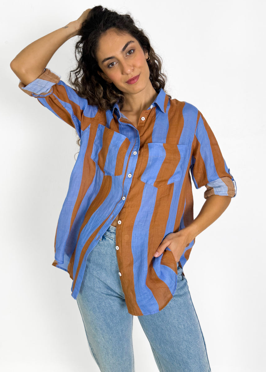 VANN SHIRT - BLUE & CHOCOLATE