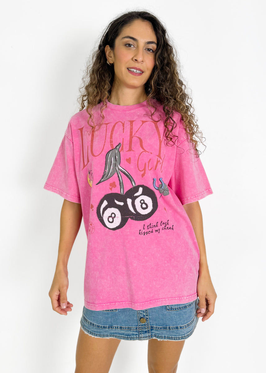 LUCKY GIRL ACID WASH TEE