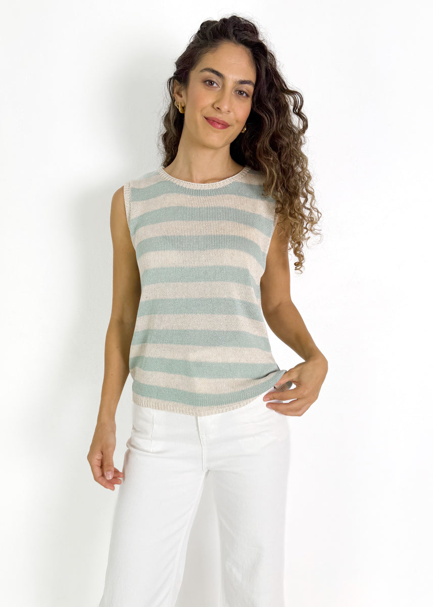 STRIPE SIA TANK - DUCK EGG