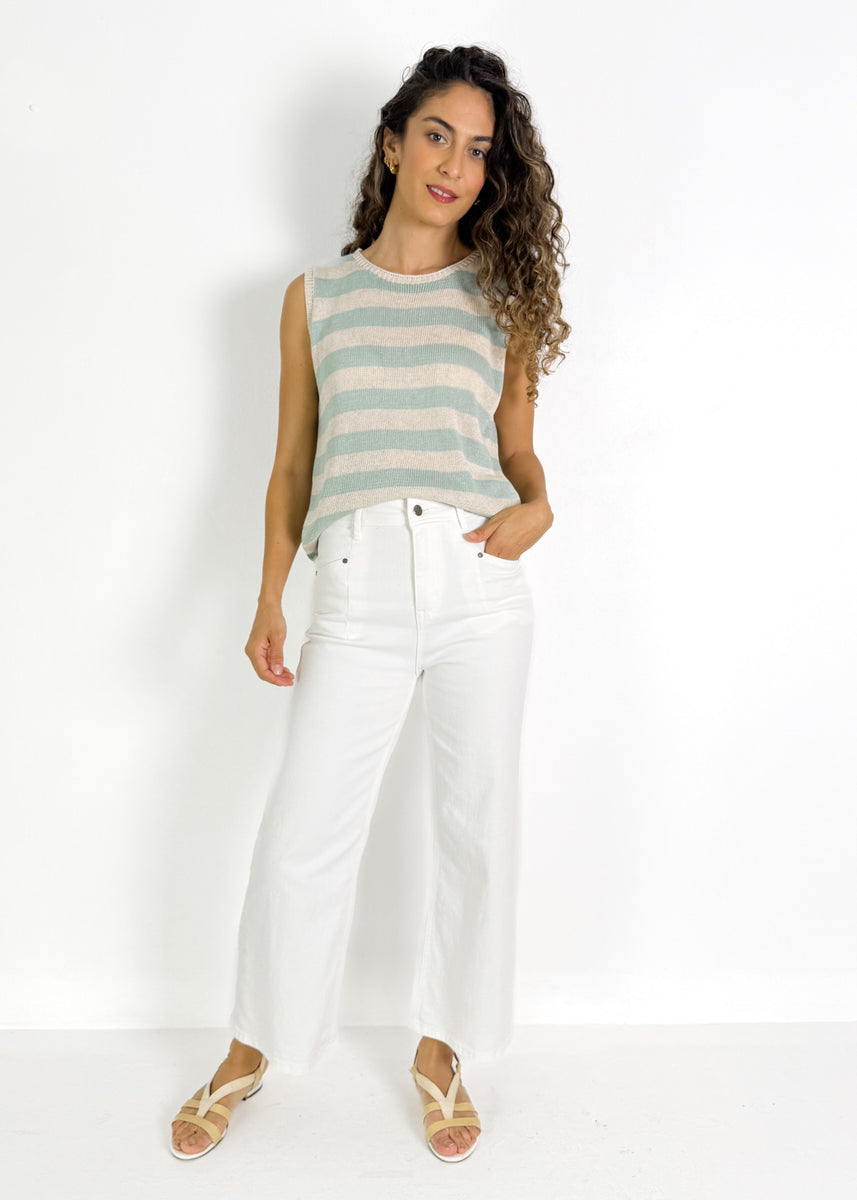 STRIPE SIA TANK - DUCK EGG