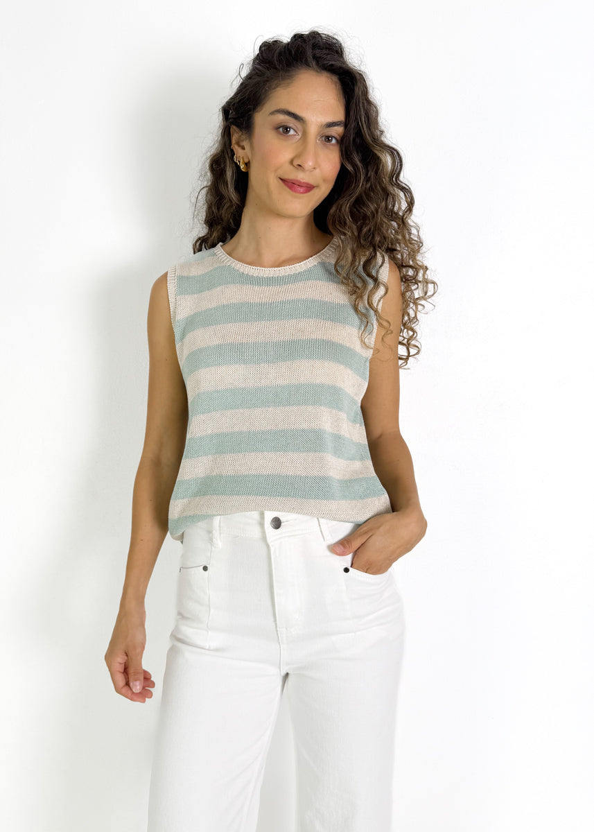 STRIPE SIA TANK - DUCK EGG