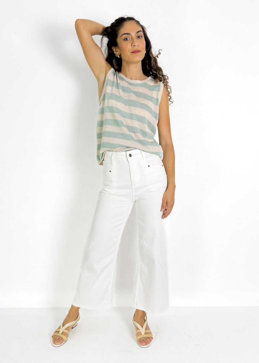 STRIPE SIA TANK - DUCK EGG