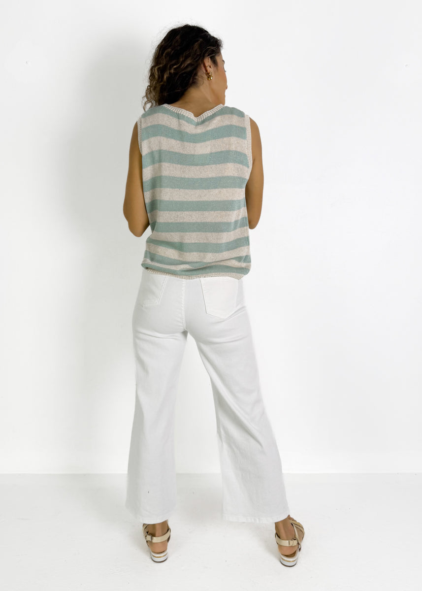 STRIPE SIA TANK - DUCK EGG